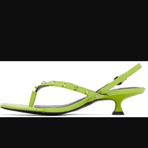 Versace Jeans Couture Shoes - Versace Jeans Couture Green Brushed Courtney Heeled Sandals